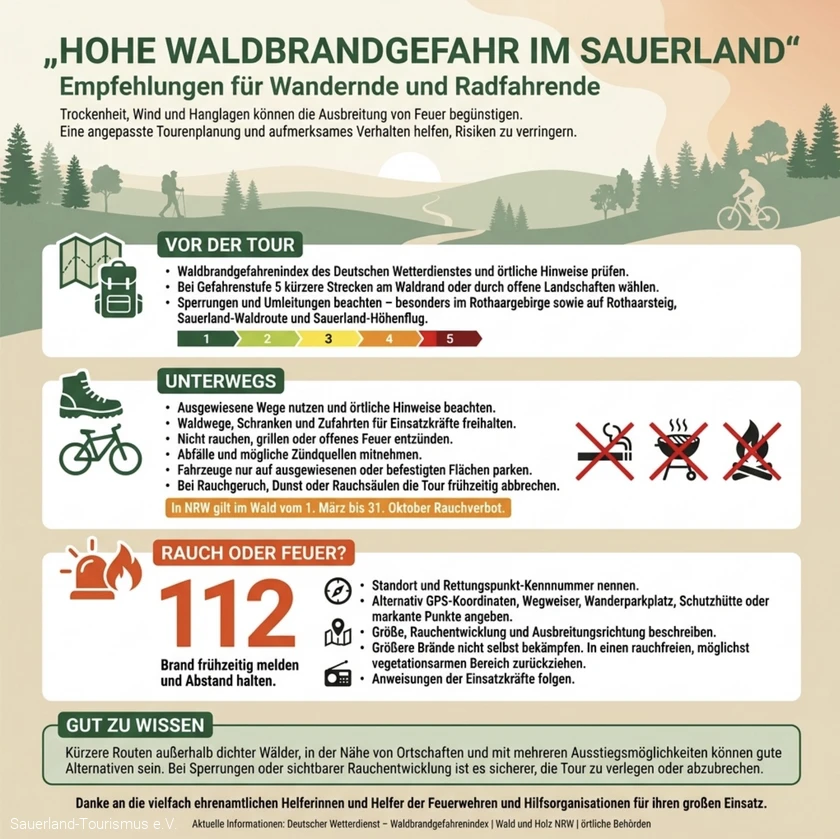 Text mit HInweisen zum Verhalten bei Waldbrandgefahr