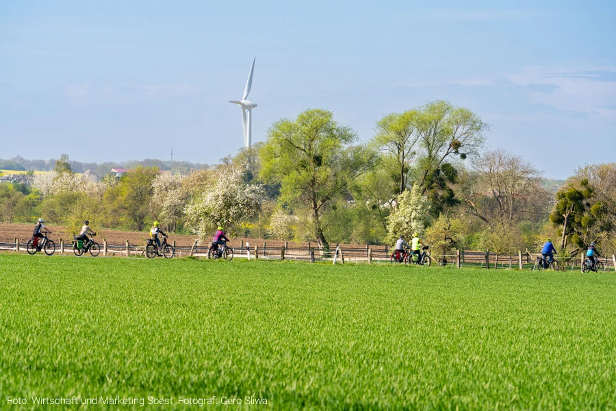 Fahrr&auml;der auf einem Feldweg um Soest Foto: Wirtschaft und Marketing Soest, Fotograf: Gero Sliwa